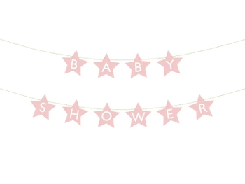 Baner Baby shower, 290x16.5 cm, jasny różowy