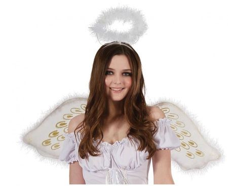 Zestaw dla dorosłych Anioł (sukienka, opaska na głowę, skrzydła), rozm. M