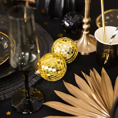 Kula Disco lustrzana czarna i złota 7cm, 6szt