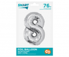 Balon foliowy Smart, Cyfra 8, srebrna, 76 cm
