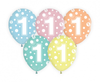 Balony z cyframi: 1, 12"/ 5 szt.
