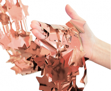 Kurtyna Gwiazdki, metaliczna różowo-złota, 100x200 cm