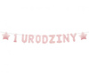 Girlanda papierowa "1 URODZINY", różowa, 1,5 m.