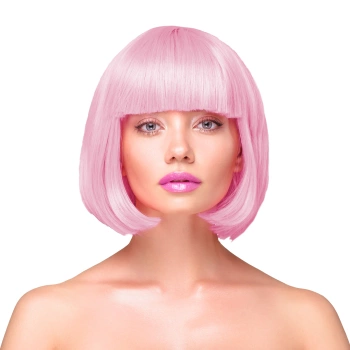 Peruka imprezowa włosy krótkie proste jasnoróżowe