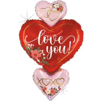 Balon foliowy Serca Floral Love Heart Trio 38 - 97 cm