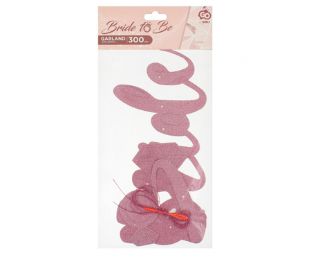 Girlanda papierowa GoGirls Bride to be, brokatowa różowa, 300 cm