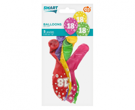 Balony z cyframi: 18, 12"/ 5 szt.