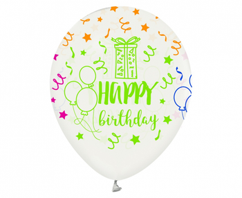 Balony Happy Birthday, 12"/ 5 szt.