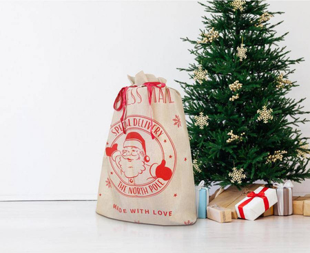 Worek świąteczny z juty "Mikołaj" rozm. 70x100 cm