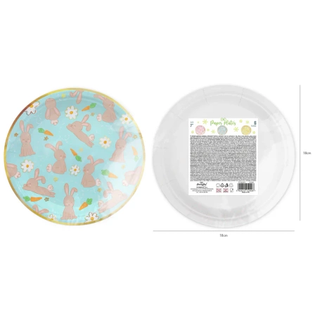 Talerzyk papierowy Wielkanoc Zajączki 7 cali 6 szt. zestaw