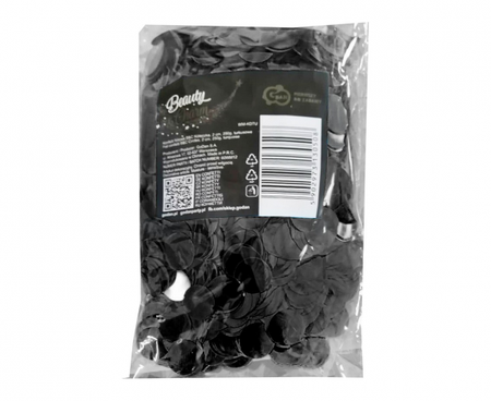 Konfetti foliowe B&C Kółeczka, 2 cm, 250g, czarne