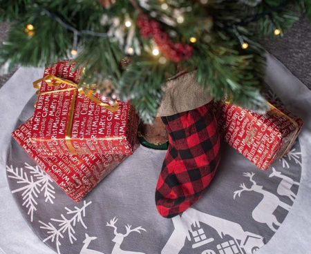 Skarpeta świąteczna czerwono-czarna kratka, rozm. 40,5 cm