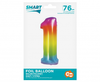 Balon foliowy Smart, Cyfra 1, tęczowa, 76 cm