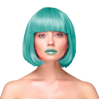 Peruka imprezowa włosy krótkie proste turkusowe