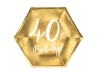 Talerzyki 40th Birthday, złoty, 20cm