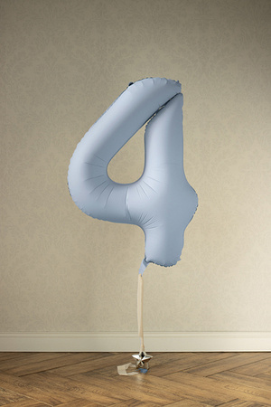 Balon foliowy Cyfra '4', 86cm, mglisty niebieski