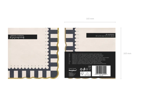 Serwetki ze złotym brzegiem, 33x33