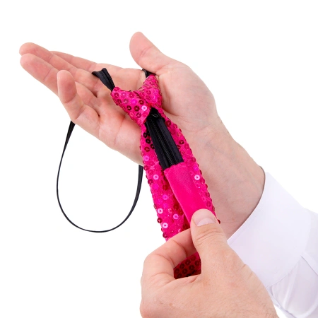 Krawat cekinowy, różowy