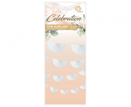 Girlanda papierowa W&C Wachlarze,biała, 300 cm, wachlarz 20 cm