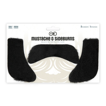 Sztuczne bokobrody i wąsy - zestaw