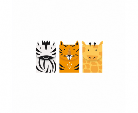 Torebki papierowe na kanapki Animal Safari, 3 szt.