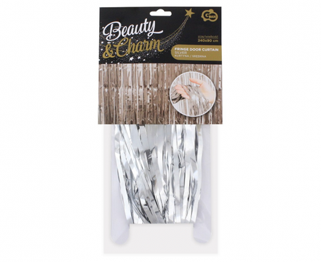 Kurtyna dekoracyjna B&C srebrna, 90x240 cm