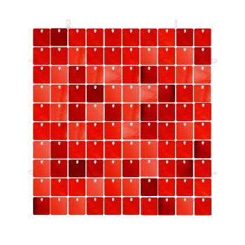 Panel cekinowy kwadraty czerwony 30x30cm