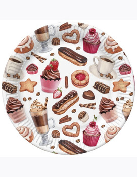 Talerzyki papierowe Słodkości, 23 cm, 8 szt