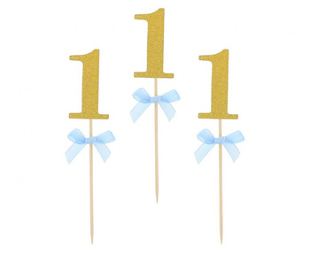 Pikery na babeczki Roczek, niebieskie, 10 szt.