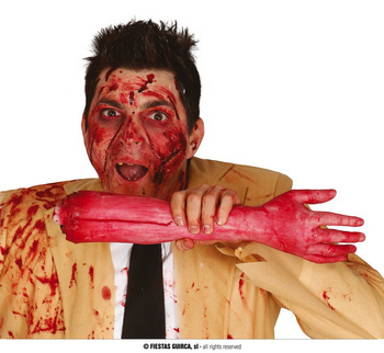 Dekoracje amputowana ręka we krwi - 40 cm