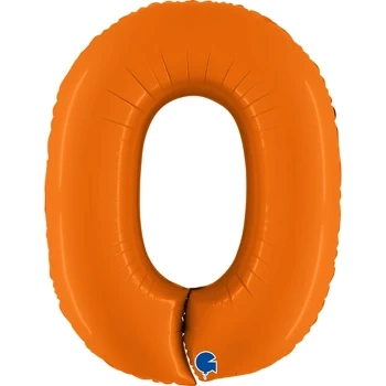 Balon foliowy cyfra 0, pomarańczowy, 102cm