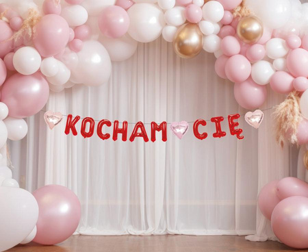 Girlanda papierowa "KOCHAM CIĘ", czerwona, 1,8 m.