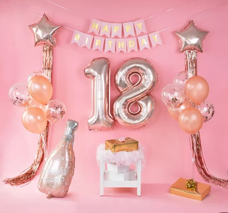 Zestaw balonów na 18 urodziny rose gold duży