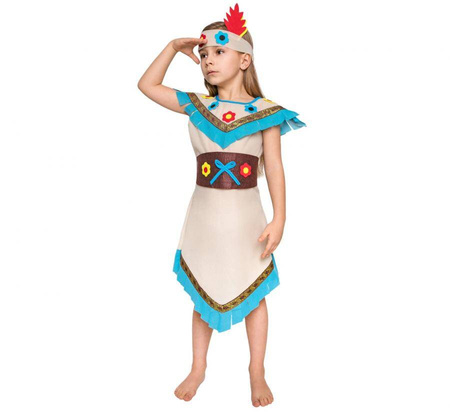 Zestaw Indianka Kolorowy Kwiat (sukienka, pasek, opaska), rozm. 110/120 cm