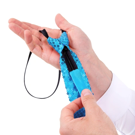 Krawat cekinowy, niebieski