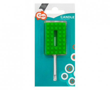 Świeczka urodzinowa Klocki, cyfra 0, wys. 5.5 cm