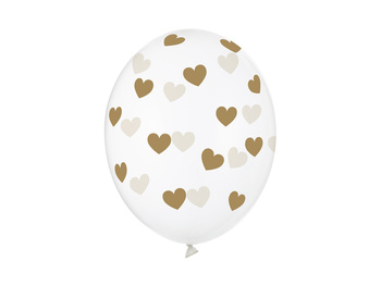 Balony 30cm, Serduszka, Crystal Clear ( 6 szt)
