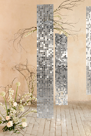 Panel cekinowy, kwadraty, srebrny, 30x30 cm