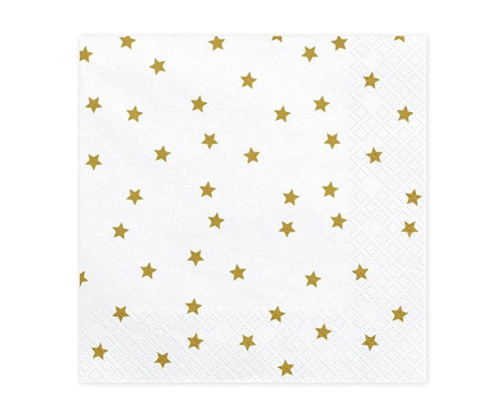 Serwetki złote gwiazdki, 33x33cm