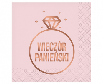 Serwetki Wieczór Panieński (różowe), 33x33 cm/ 20 szt.