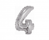 Balon foliowy "Cyfra 4", srebrna, 35 cm