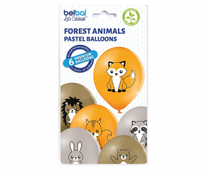 Balony D11 Forest Animals PA Mix3 2C2S, 6 szt.