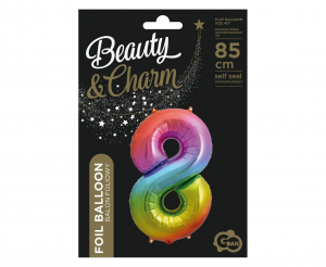 Balon foliowy B&C Cyfra 8, tęczowa, 85 cm