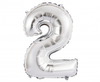 Balon foliowy "Cyfra 2", srebrna, 35 cm