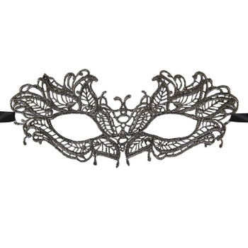 Maska wenecka koronkowa grafitowa 24x9,5cm
