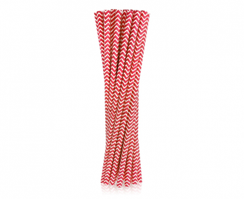 Rurki (słomki) pap. czerwone szlaczki, 6x197mm / 24 szt.