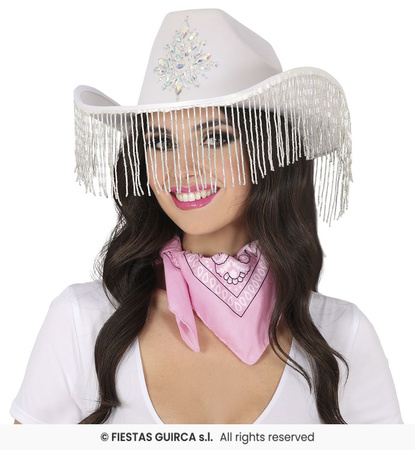 Kapelusz kowbojski z koralikami oraz zdobieniem