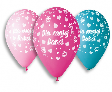 Balony Premium Hel Dla Mojej Babci, 13 cali/ 5 szt.