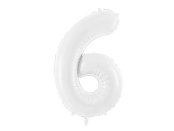 Balon foliowy Cyfra ''6'', 86 cm, biały