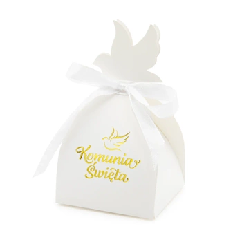 Pudełko na prezent dla gości Komunia Święta biało-złote 6szt. DIY